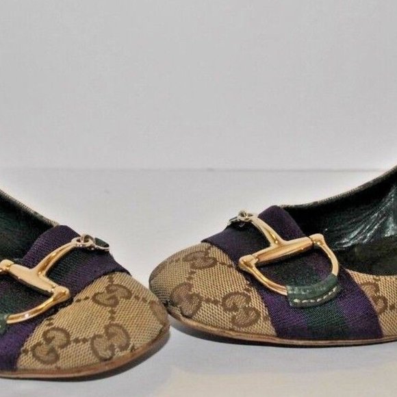 Gucci Horsebit Classic Logo Block Heel Pump Size 8 8B Preowned - Picture 3 of 9